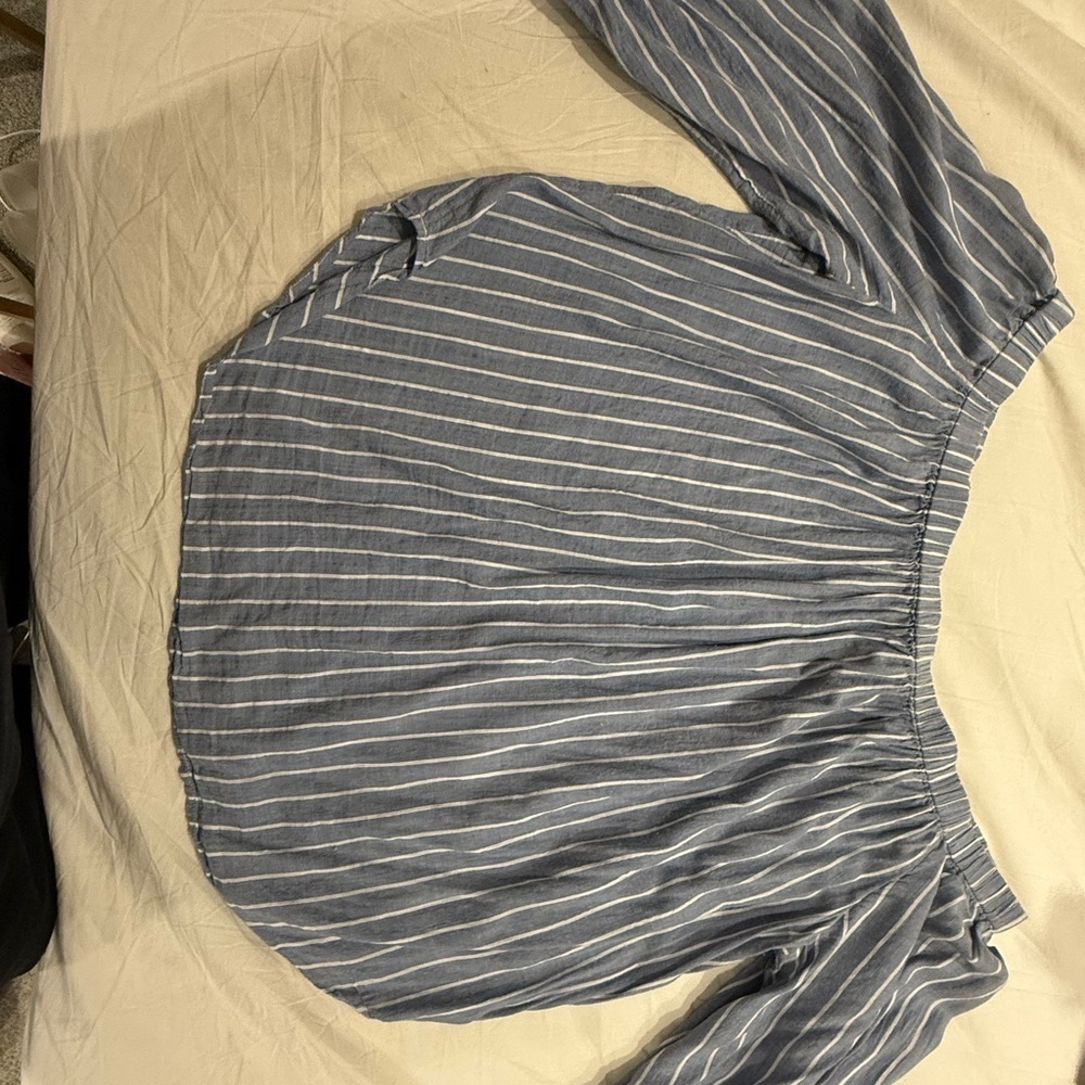 OLD NAVY- Off the shoulder blue and white top
